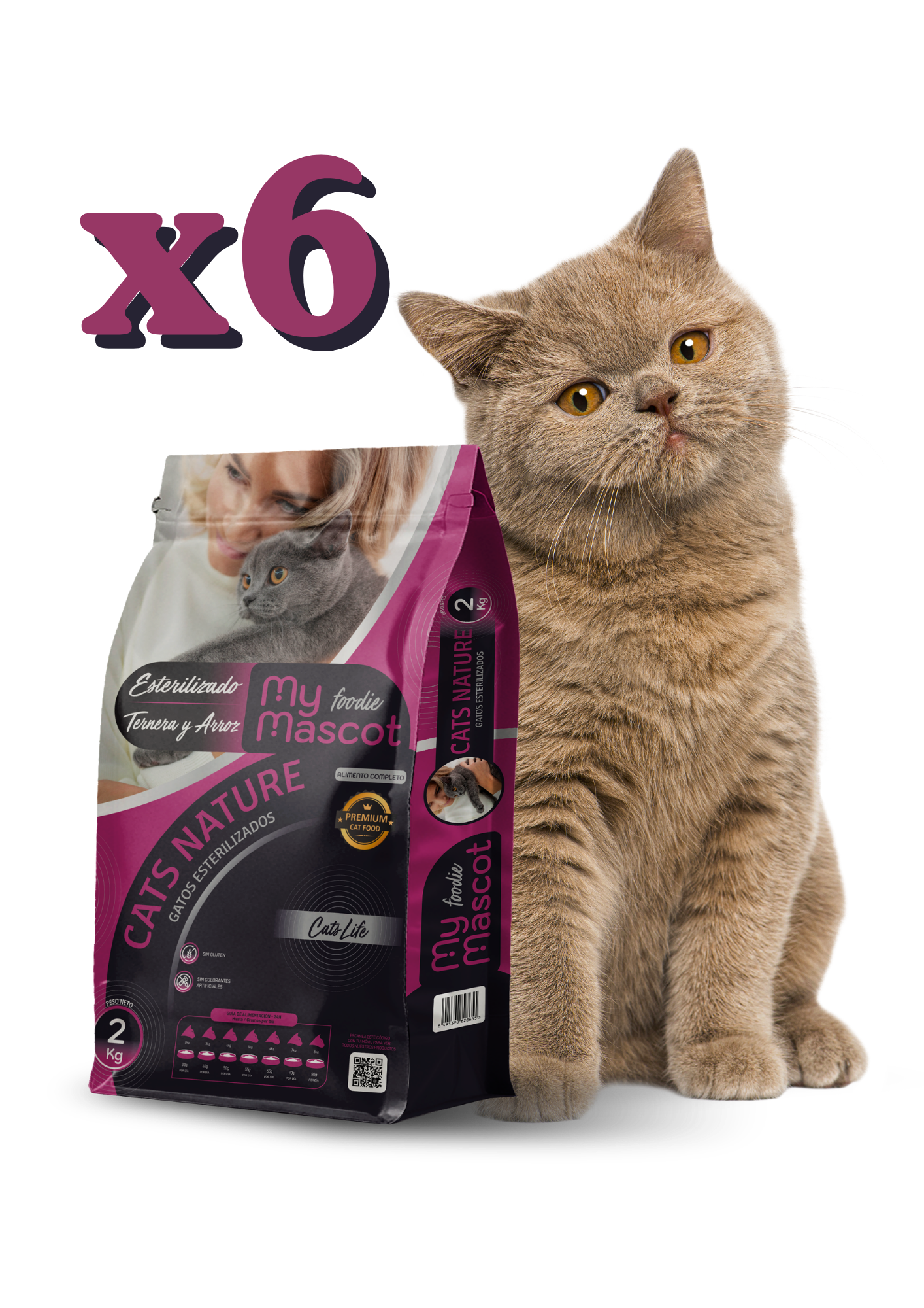 PACK 6 Gato esterilizado Ternera & Arroz 2kg